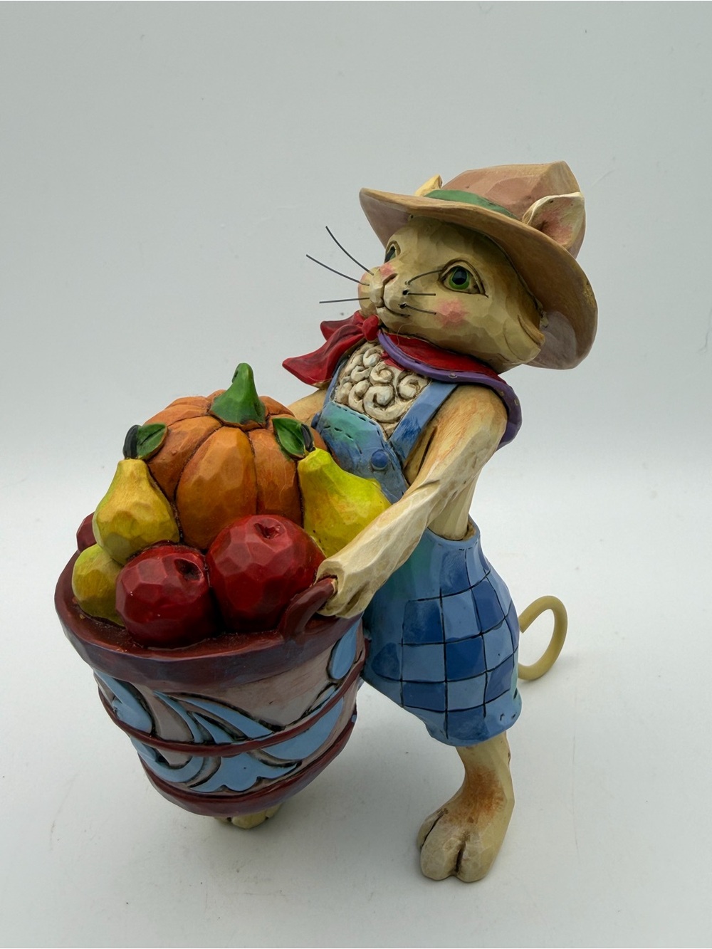 Jim Shore Heartwood Creek "Piled High With Goodness" harvest cat figurin